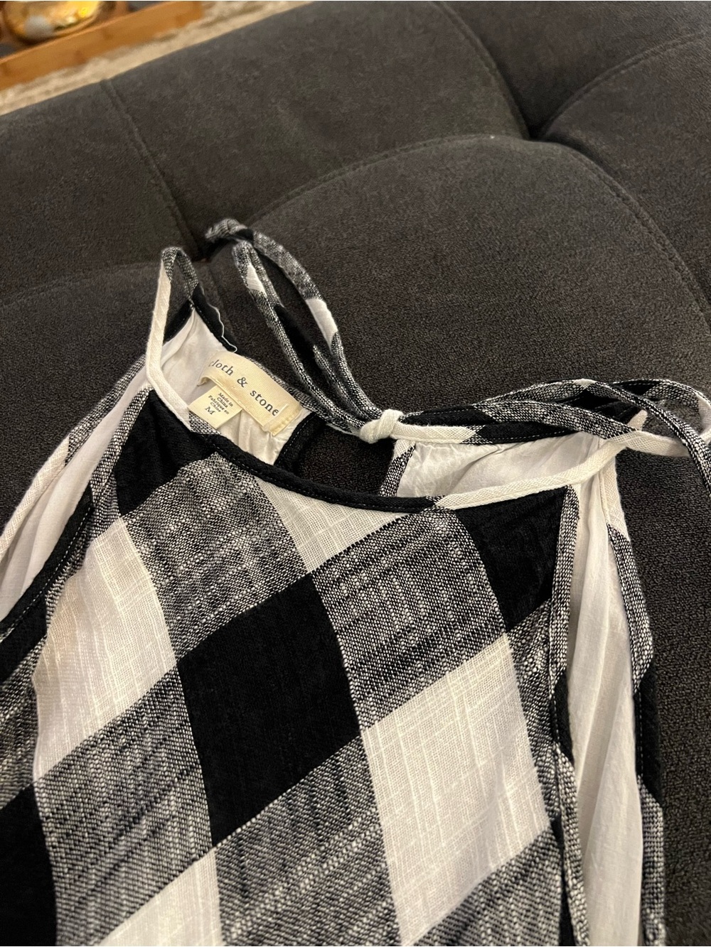 Anthropologie Cloth & Stone Frayed Gingham Dress - Picture 9 of 10